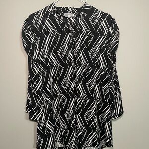 Ophelia Roe Black and White Geometric Women's Top 1X NWOT